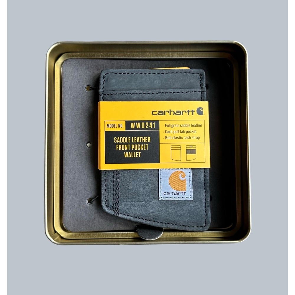 Carhartt Saddle Leather Front Pocket Wallet Smoke Gray WW0214 Cash Strap